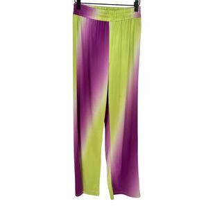 Hosbjerg Cisalo Ombre Pull-On Pant Satin Green Purple Stretch Lounge Size S